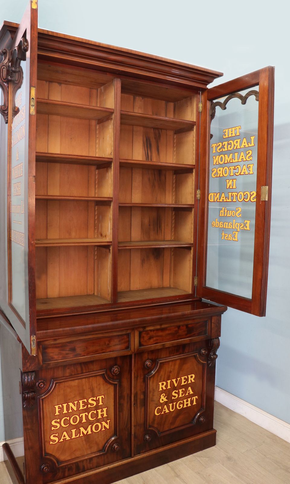 For The Fishermen And Culinary Enthusiasts! A Superb, Top Quality Victorian Mahogany Display Cabinet. photo for sale