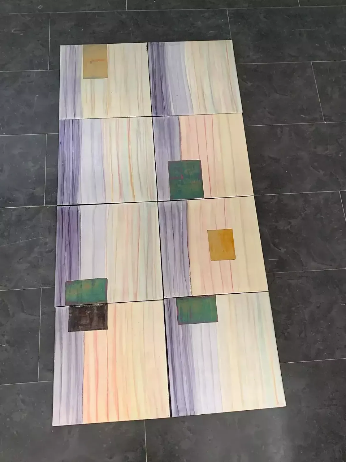 Iridescent Polychrome Abstract Panels In Metal, 1980s, Set Of 8 photo furniture