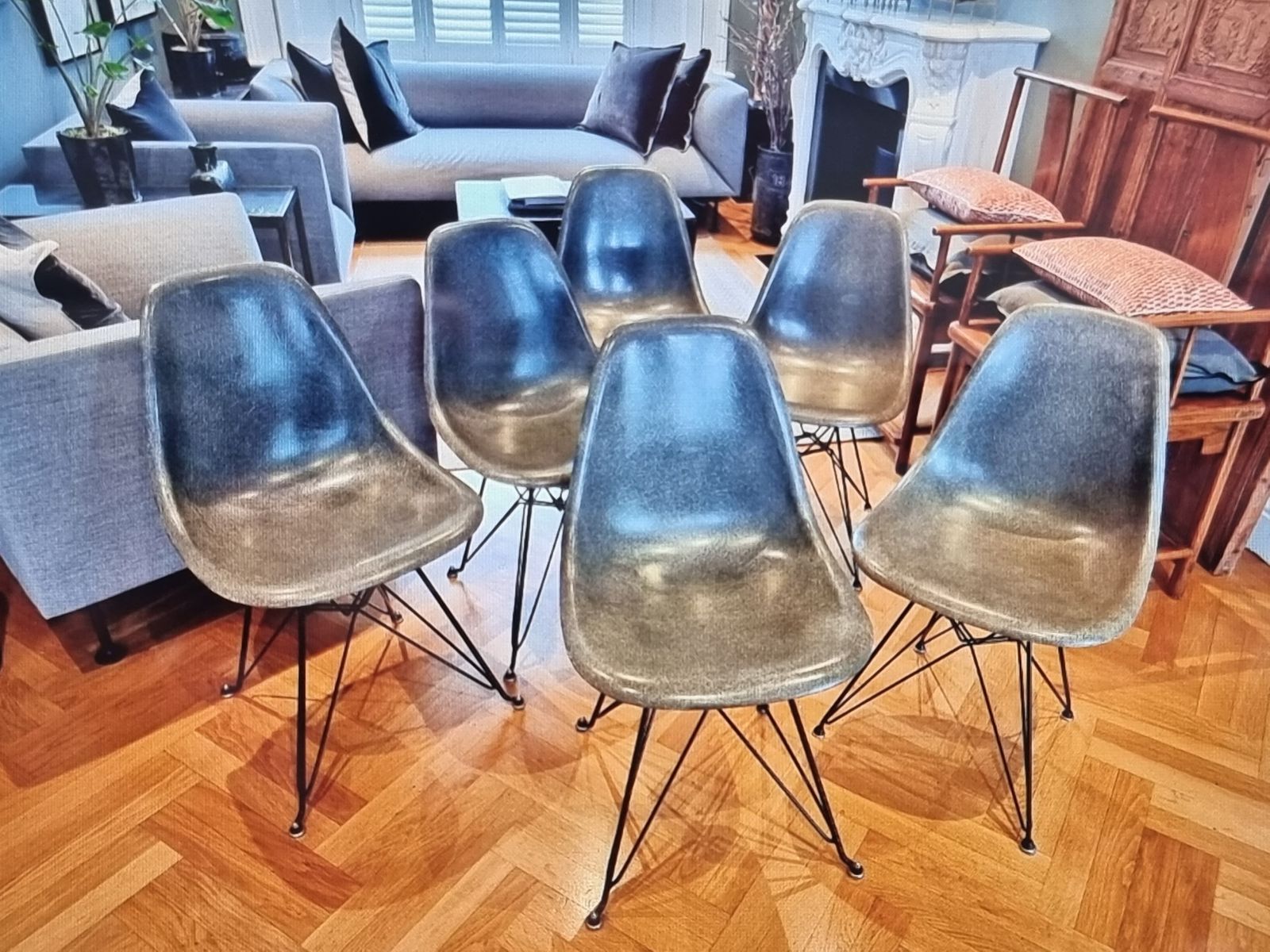 Set Of 6 Dsr Charles Eames Chairs   Original 50s/60s Fibreglass   Rare Colour
