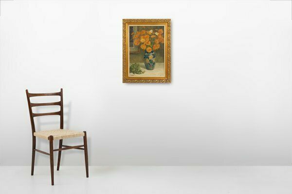 Jos Pas, Baroque Vase With Flowers, 1944, Oil On Canvas photo furniture