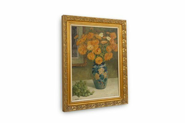 Jos Pas, Baroque Vase With Flowers, 1944, Oil On Canvas photo for sale