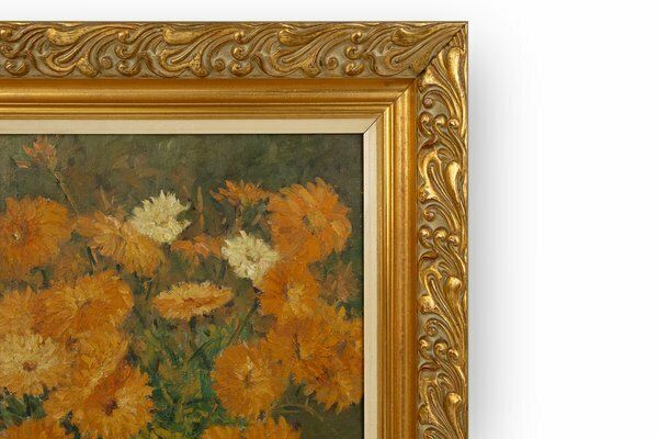 Jos Pas, Baroque Vase With Flowers, 1944, Oil On Canvas photo vintage