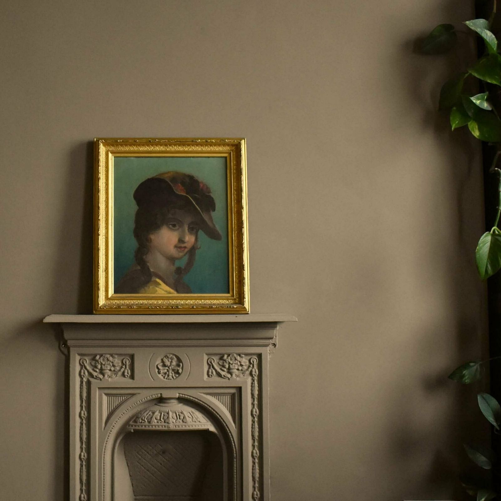 19th Century Oil Portrait Painting Of A Young Woman photo furniture