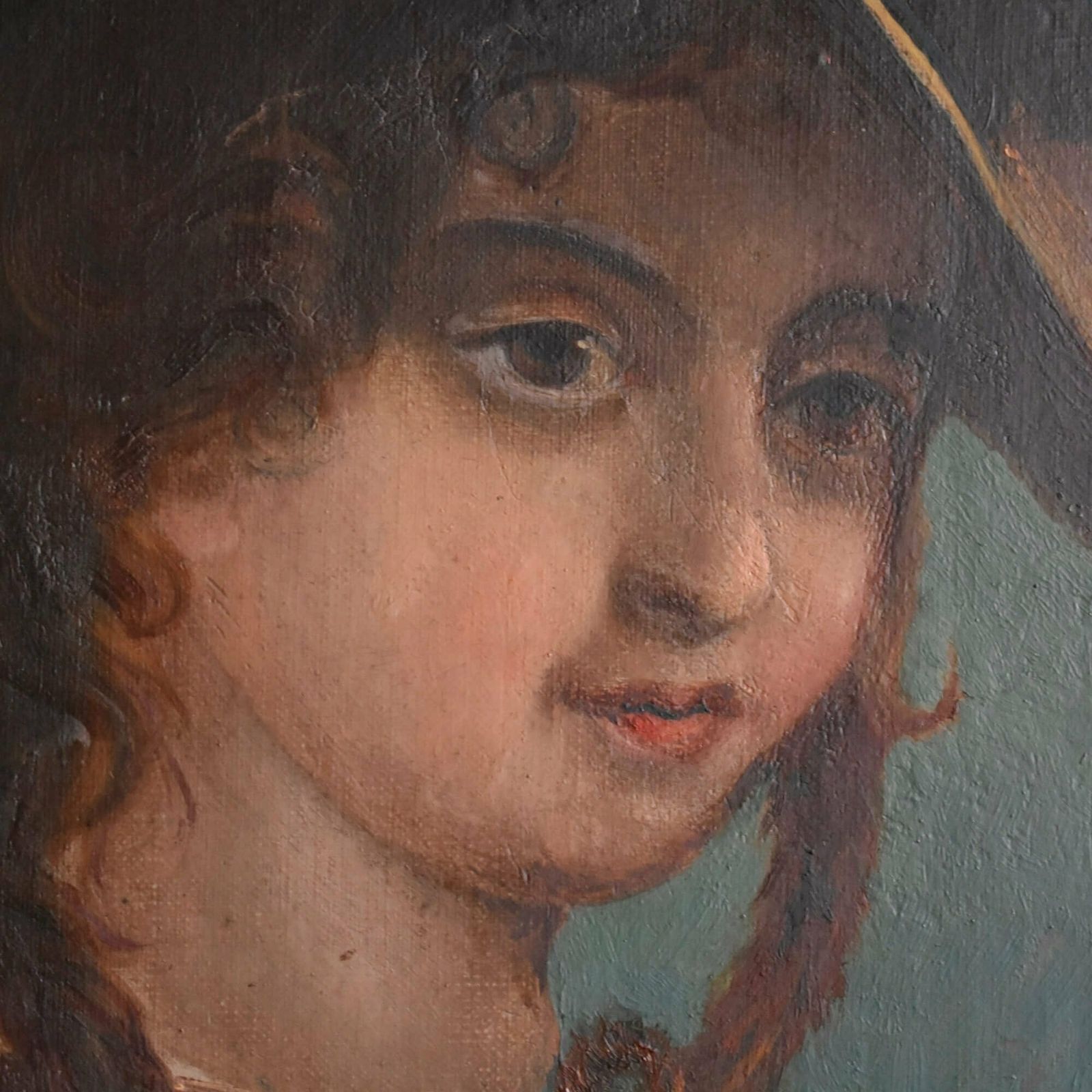 19th Century Oil Portrait Painting Of A Young Woman photo Art