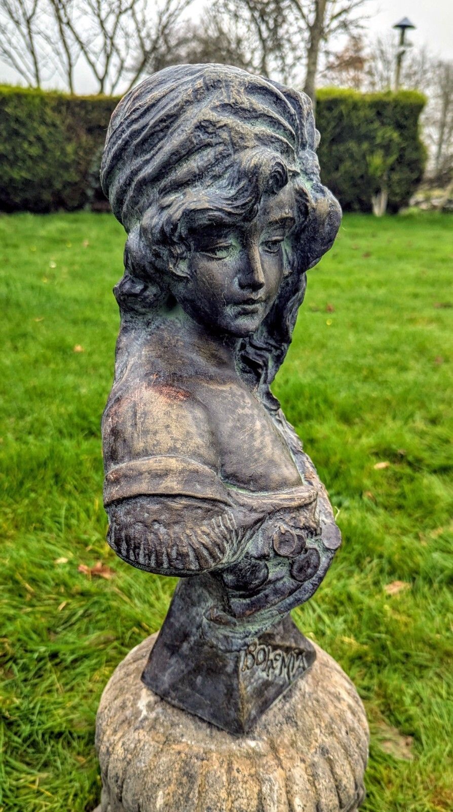 photo furniture Beautiful Verdigris Bronzed Bust  Gypsy Bohemian Delivery Available 0274.