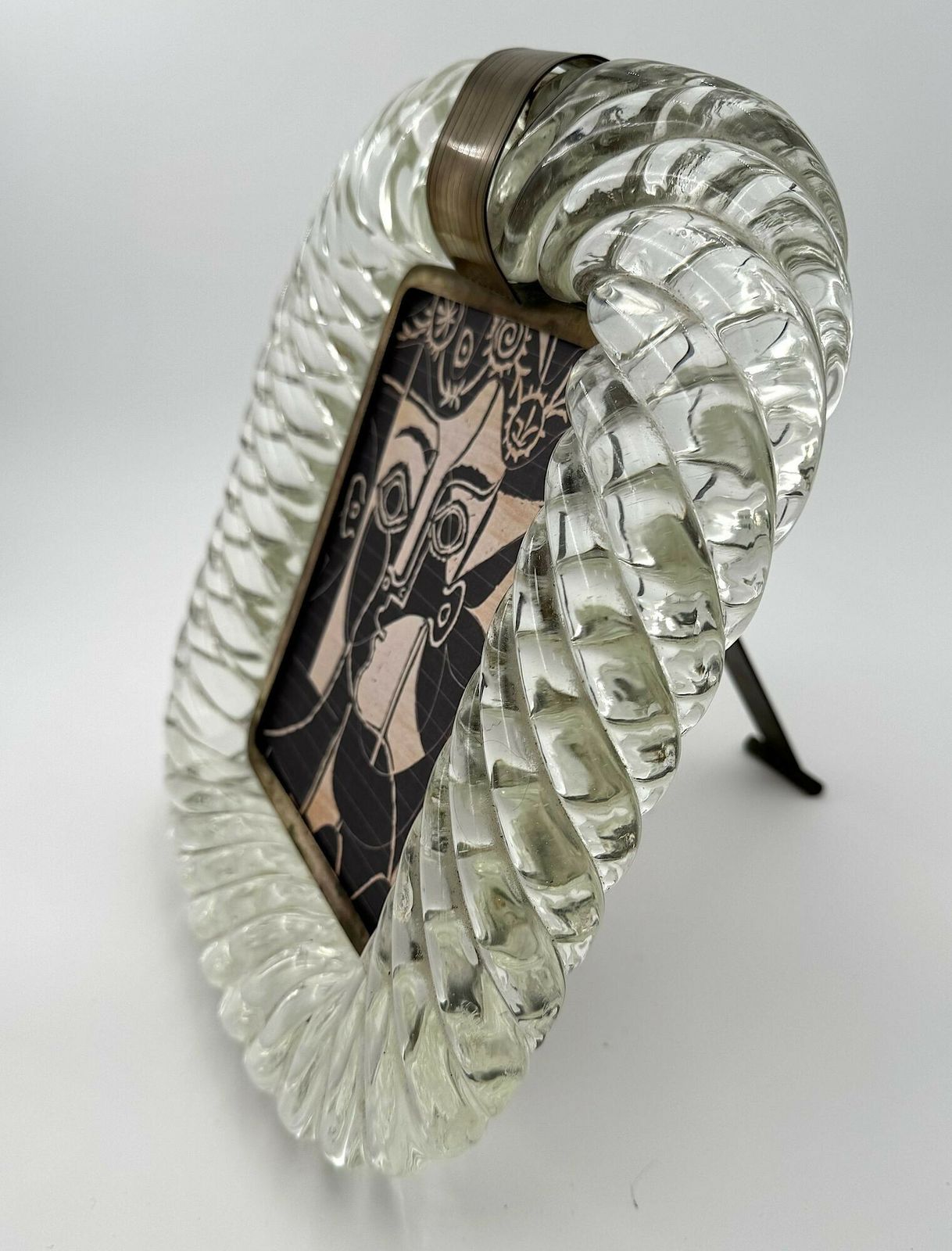 An Orignal 1940s Murano Torchon Glass And Brass Framed Mirror Attributed To Seguso photo 2350.0