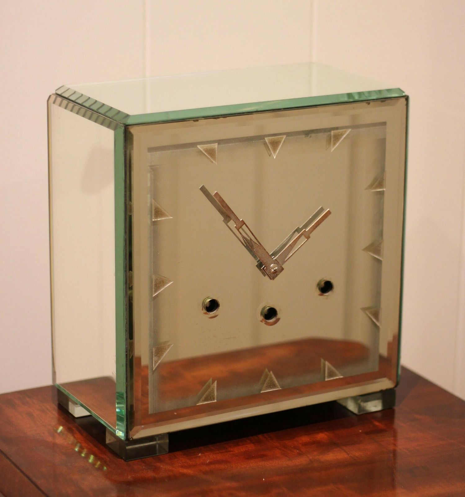 Unusual Art Deco Glass Westminster Chiming Mantel Clock photo Home Decor
