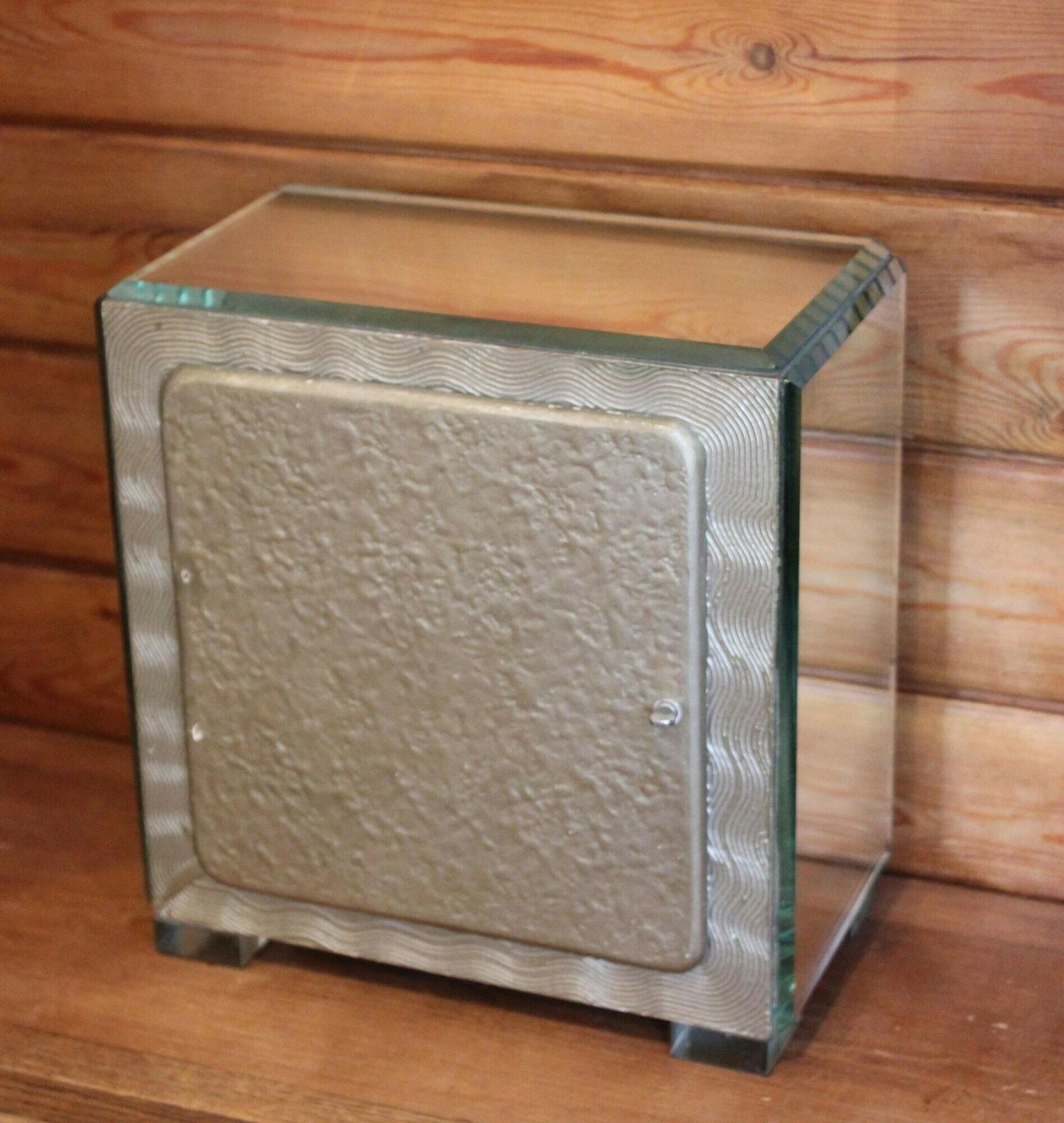 photo for sale Unusual Art Deco Glass Westminster Chiming Mantel Clock