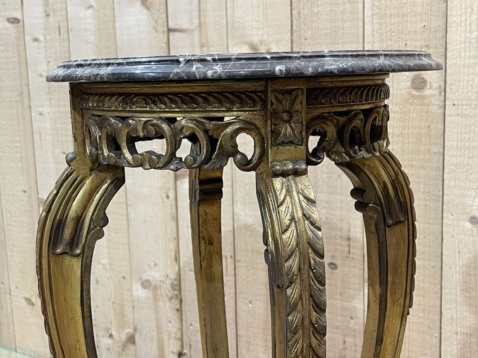 Bolster In Gilded Wood And Marble Top   Made In The 70s photo for sale