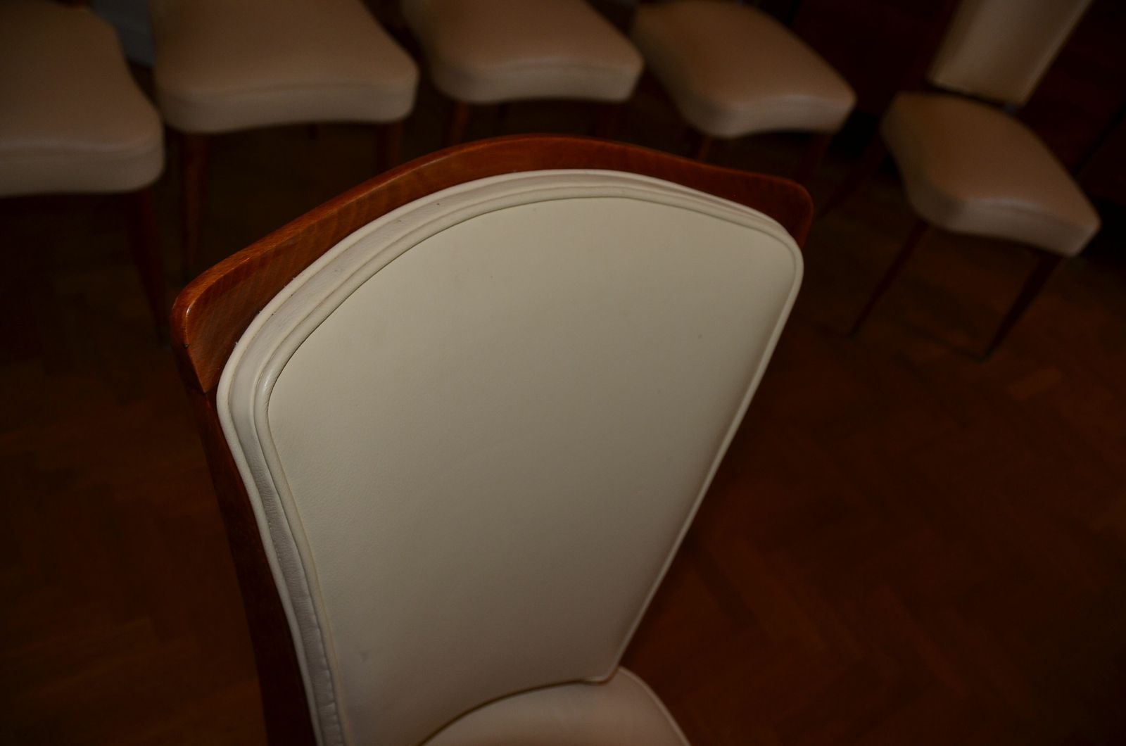 Furniture Set Of Six Art Deco Flesh In Stained Beech And Ivorian Leather photo