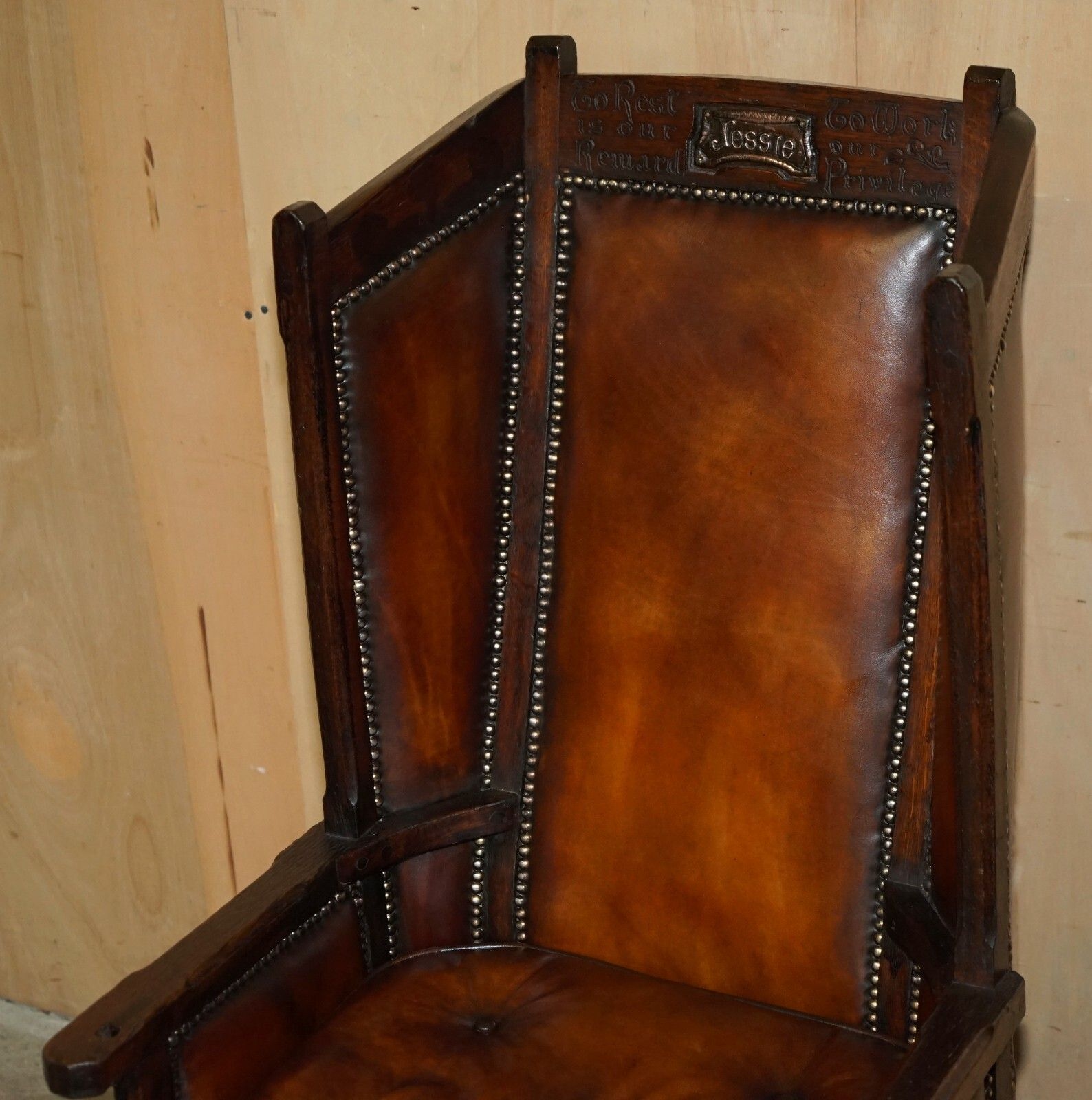 Museum Quality Carved Circa 1700 Antique Restored Brown Leather Jessie Armchair photo 15540.0