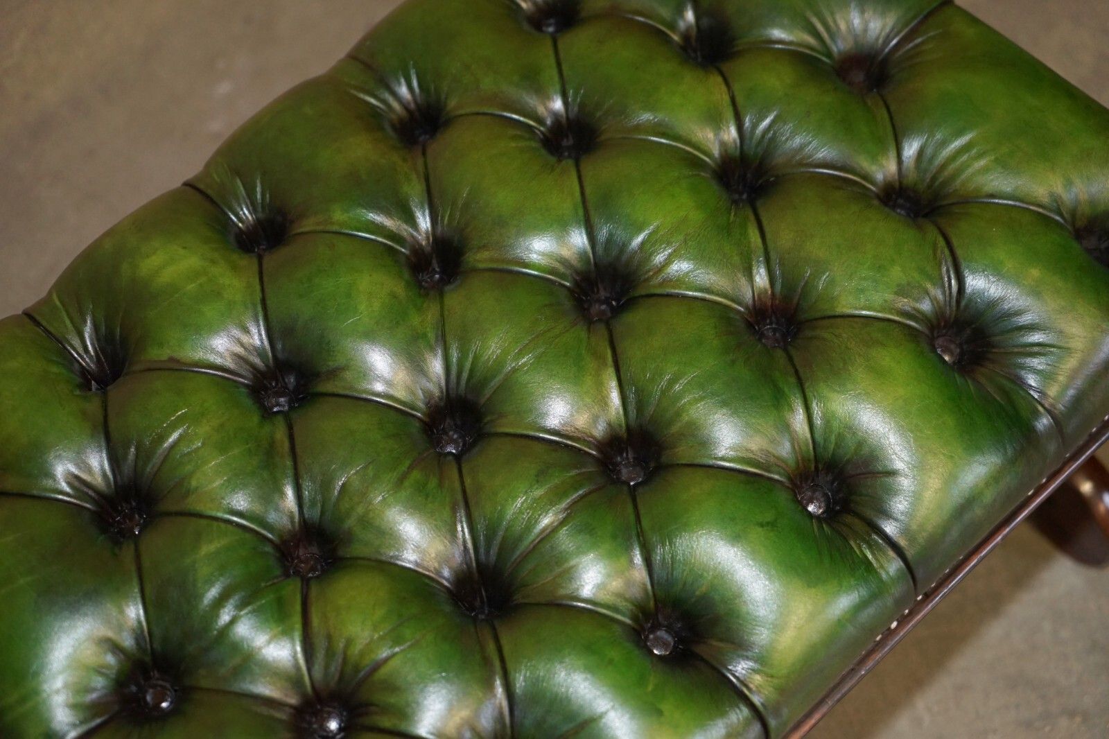 Antique William IV 1830 Green Leather Rosewood Chesterfield Stool Piano Bench photo buy