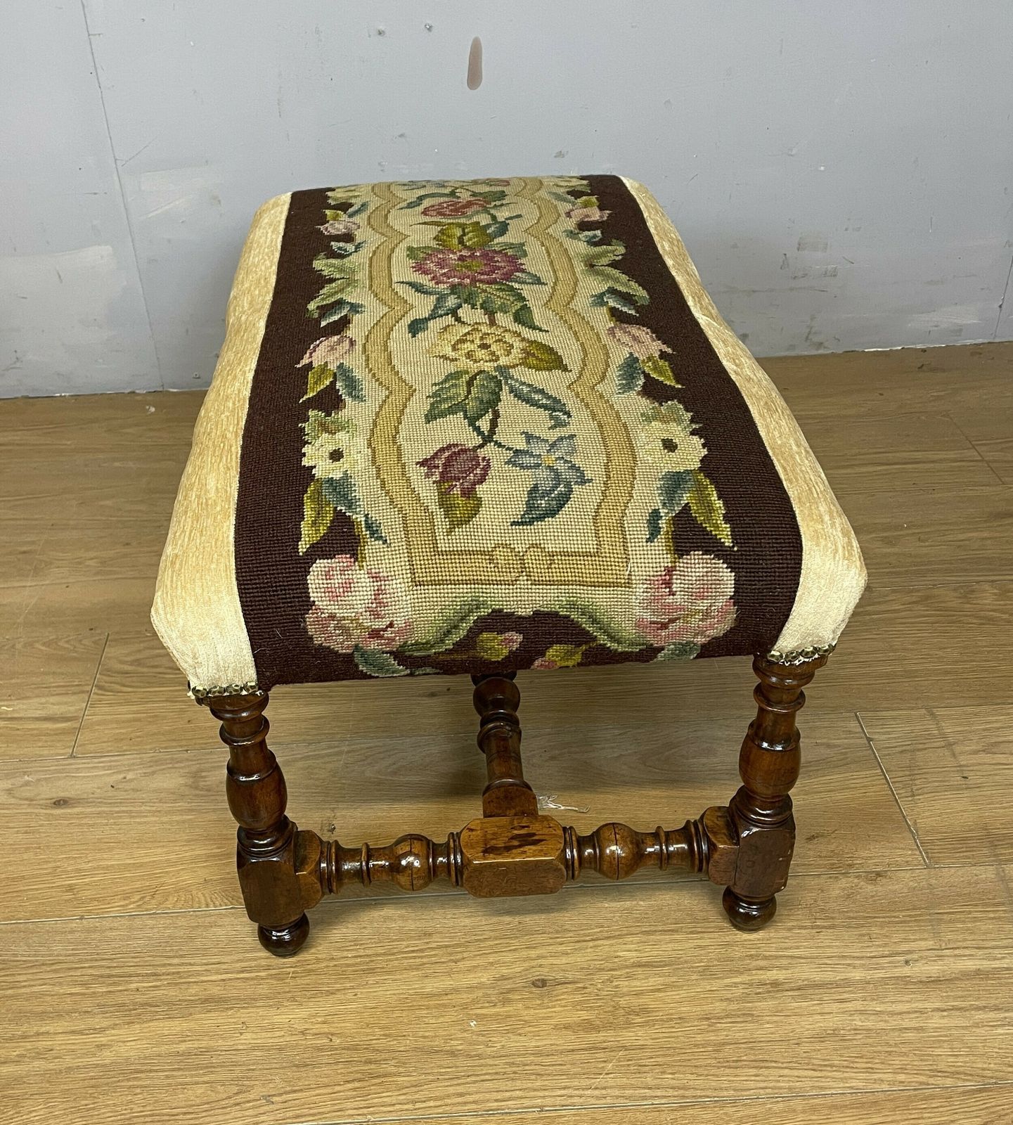 Late C19th Walnut Bobbin Turned Stool photo for sale