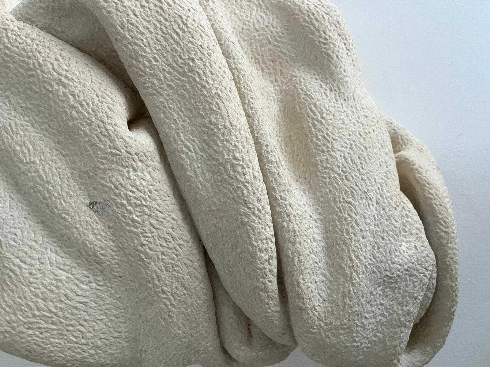 Stone Towel Sculpture Hand Carved And Chiselled In Raw Limestone Abstract Modern Art photo 4250.0