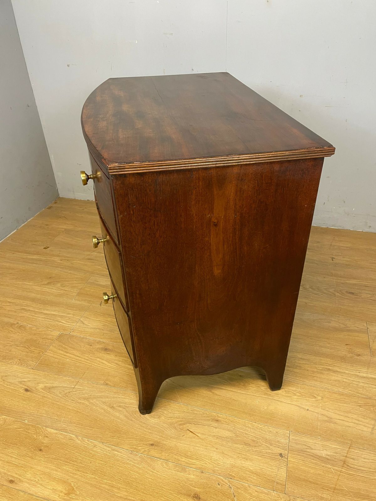 photo for sale Regency Bow Front Three Height Chest Of Drawers Circa 1820