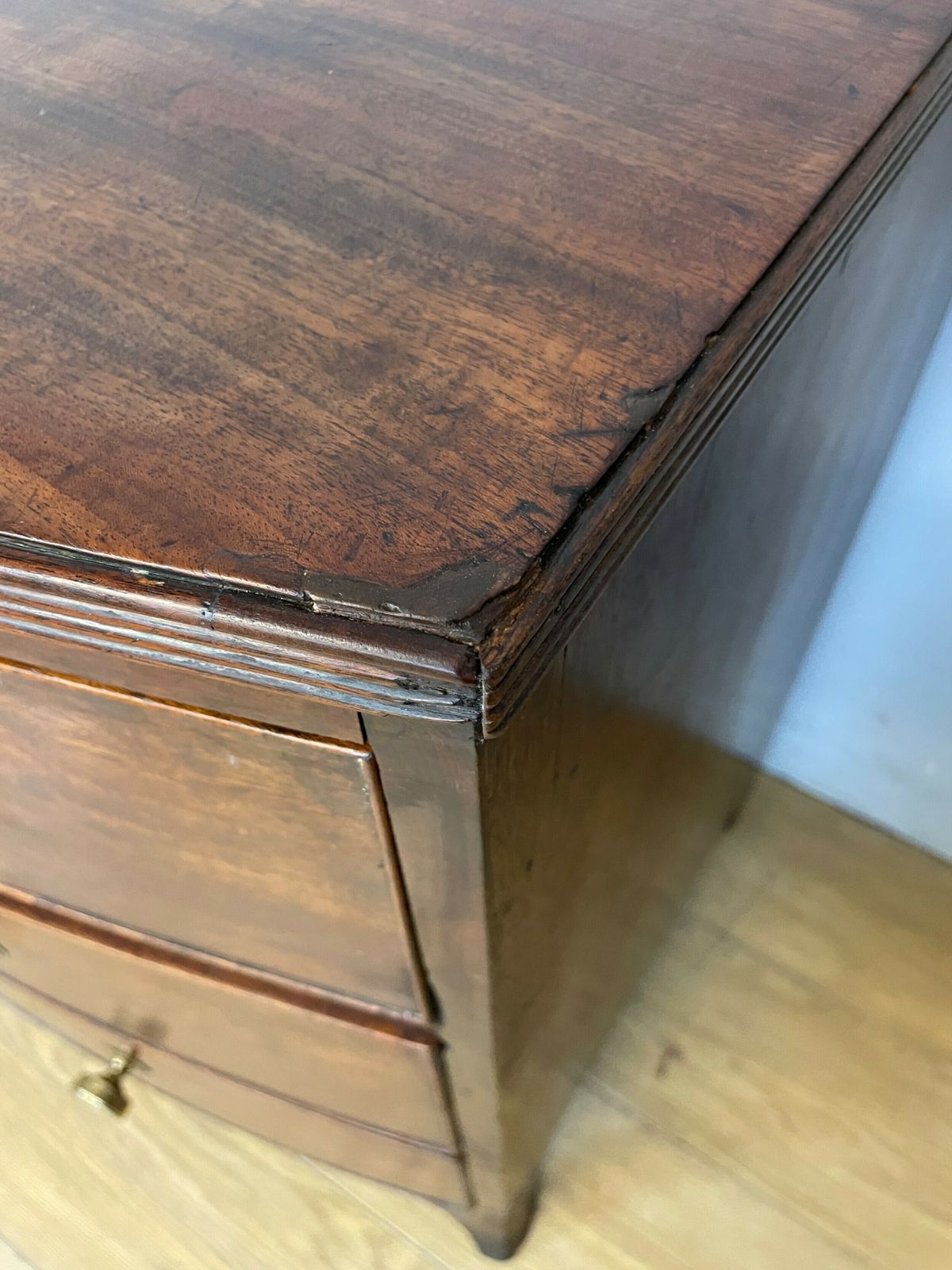 695.0 Regency Bow Front Three Height Chest Of Drawers Circa 1820 photo