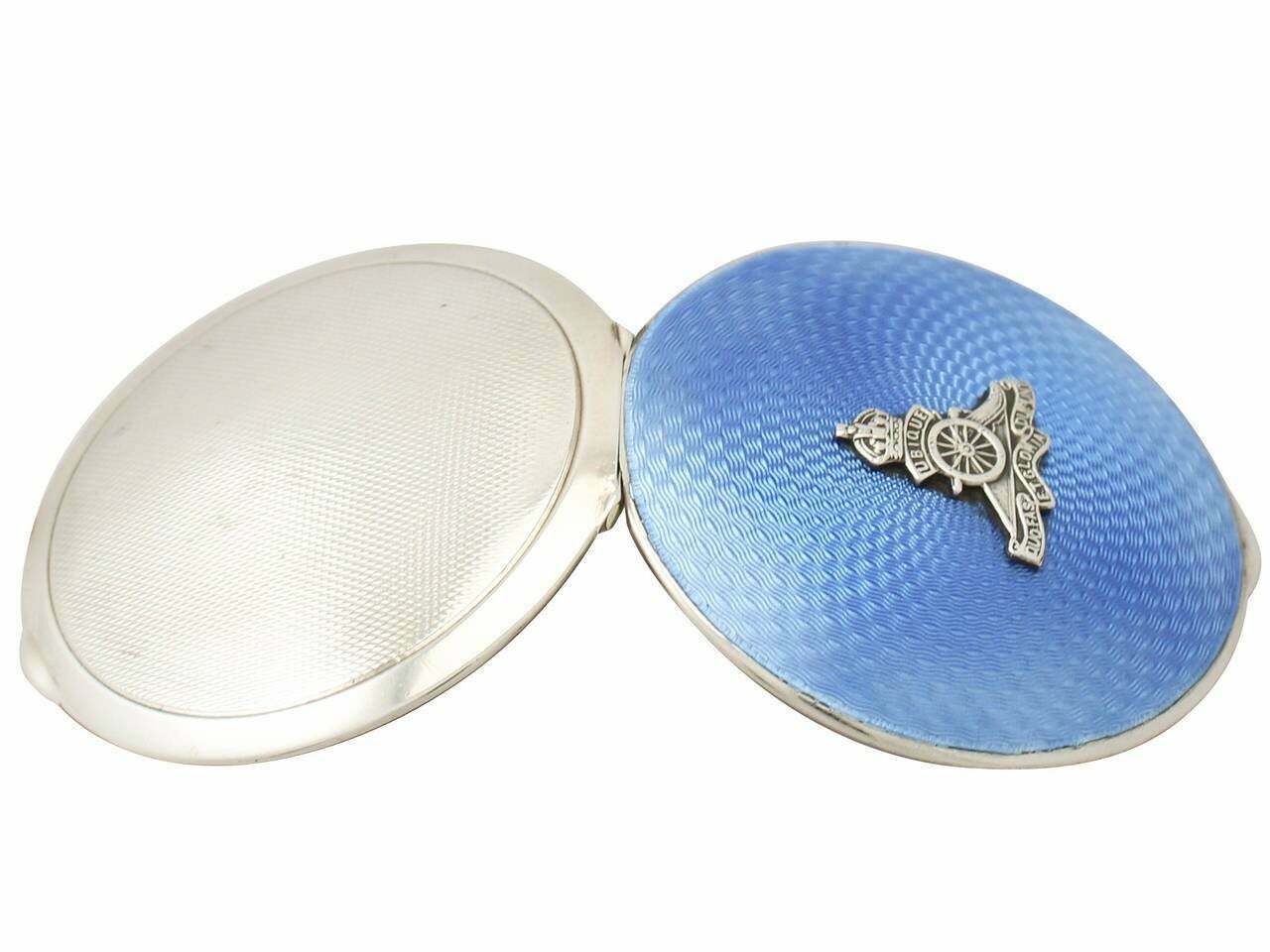 Antique 1939 Sterling Silver And Guilloche Enamel Compact photo Home Decor