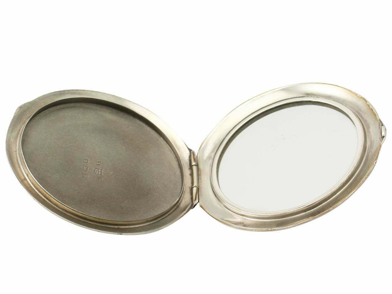 Antique 1939 Sterling Silver And Guilloche Enamel Compact photo 1295.0