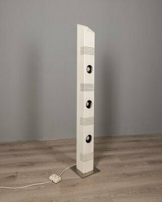 Vintage Italian Floor Lamp In White Iron And Metal, 1970s