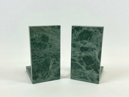 French Art Deco Green Marble Bookends With Balls, 1930s, Set Of 2 photo vinterior