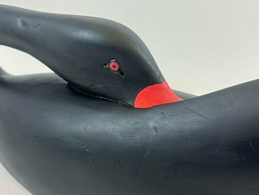 Large Vintage Carved Wood Black Swan Figurine photo Art