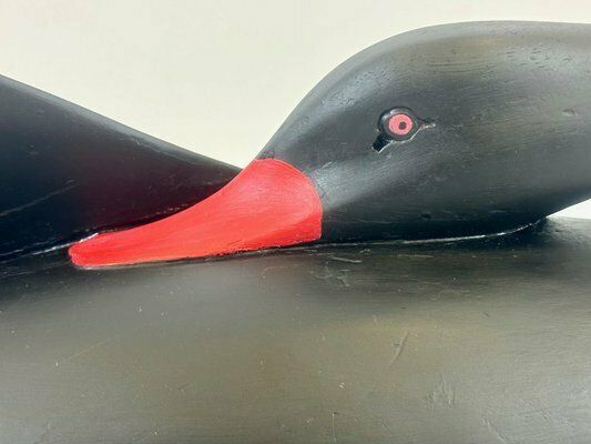 Large Vintage Carved Wood Black Swan Figurine photo buy