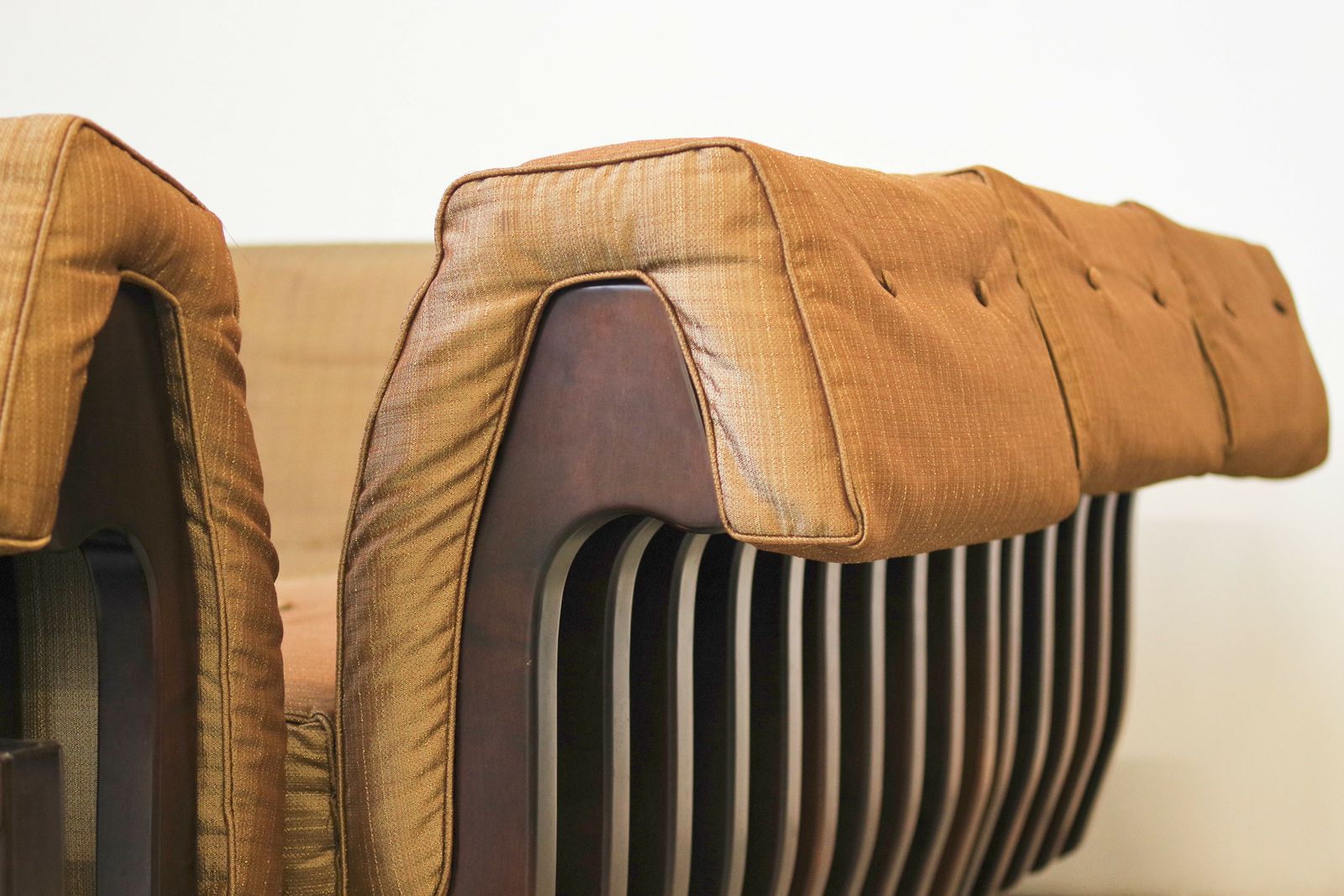 photo for sale 1970s Modular Beechwood Sofa By Frigerio – Original Fabric Upholstery, Set Of 6