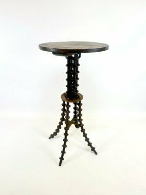 Antique Victorian Folk Art Wood Spool Side Table
