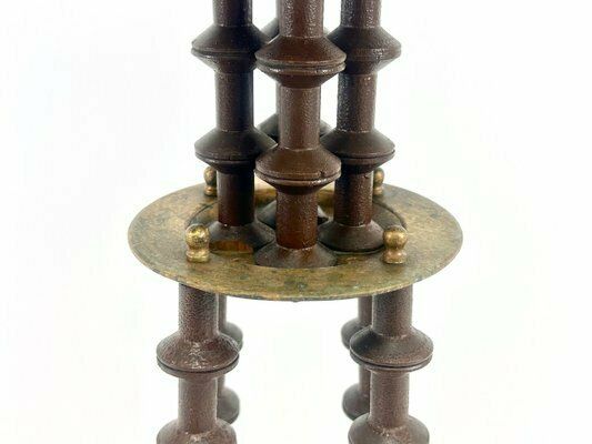 Antique Victorian Folk Art Wood Spool Side Table photo for sale