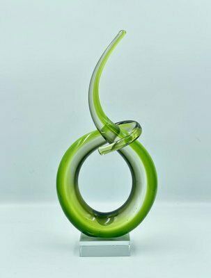 Italian Abstract Green Murano Glass Twist Sculpture, 1960s