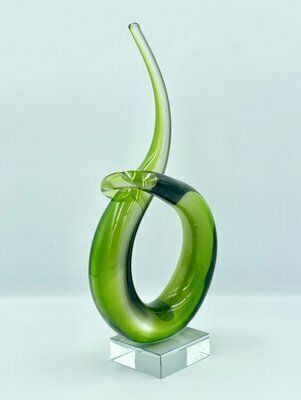 Italian Abstract Green Murano Glass Twist Sculpture, 1960s photo vintage