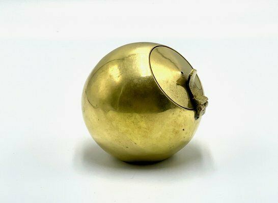 Brass Spherical Ashtray With Flip Top Lid, Almazan, Spain, 1960s