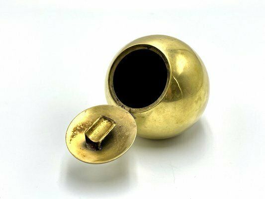 Brass Spherical Ashtray With Flip Top Lid, Almazan, Spain, 1960s photo vinterior