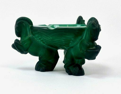 Art Deco Malachite Glass Pegasus Ashtray By Arthur Pleva For Curt Schlevogt, 1930s photo Home Decor