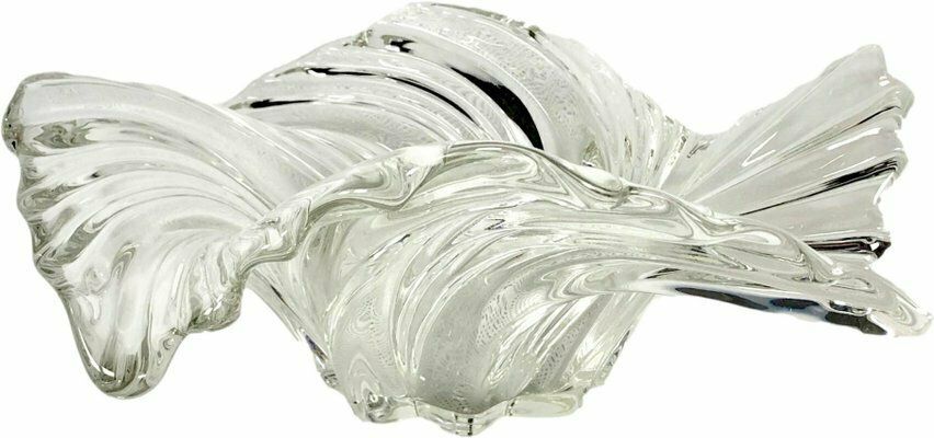 Large German Swirling Comet Crystal Glass Serving Bowl From Mikasa, 1980s
