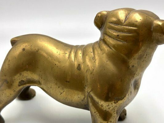 Brass Bulldog Paperweight Or Statue, 1940s photo vintage