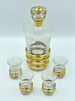 Art Deco Style Bohemian Liquor Set From Borocrystal, 1950s, Set Of 5