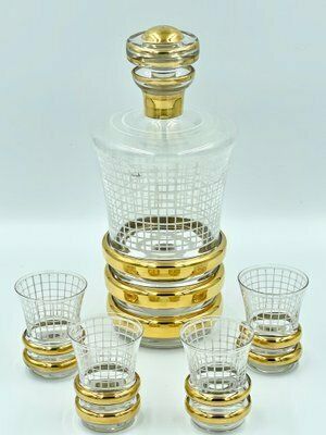 Art Deco Style Bohemian Liquor Set From Borocrystal, 1950s, Set Of 5 photo 248.0