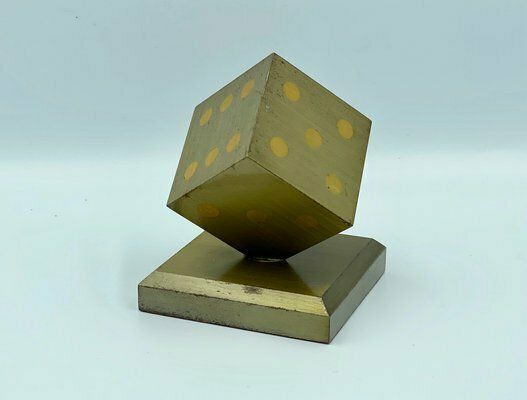 Mid Century Dice Paperweight In Brass, 1970s photo furniture