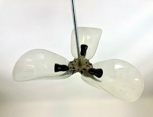 photo furniture Art Deco Crystal Glass Pendant Lamp From Esc Zukov, 1940s