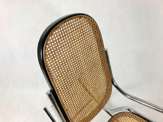 photo for sale Mid Century Chromed Steel & Rattan Rocking Chair, 1970s