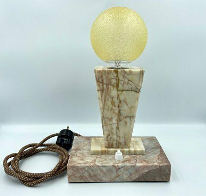 Art Deco Marble Table Lamp From Kámen Praha, 1930s photo Lighting