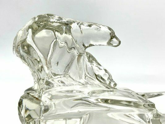 Art Deco Glass Polar Bear Ashtray Attributed To Karel Zentner For Glasswork Libochovice, 1930s photo for sale