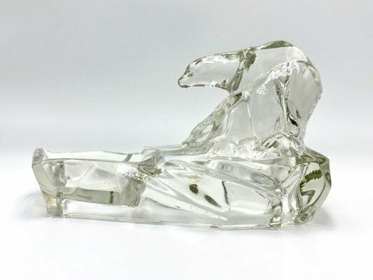 Art Deco Glass Polar Bear Ashtray Attributed To Karel Zentner For Glasswork Libochovice, 1930s photo buy