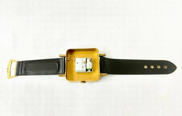 Mid Century Brass Meister Anker Wall Clock In The Form Of A Wristwatch, 1970s photo vinterior