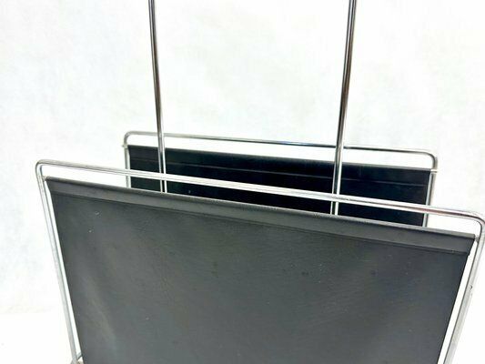 Vintage Vinyl And Steel Magazine Rack From Voss, 1970s photo for sale
