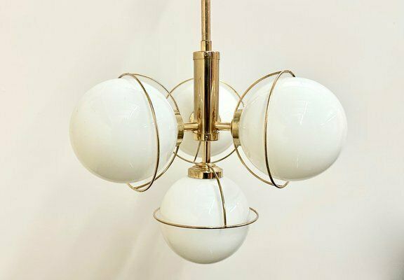 German Brass 3 Arm Chandelier From Leola, 1980s photo furniture