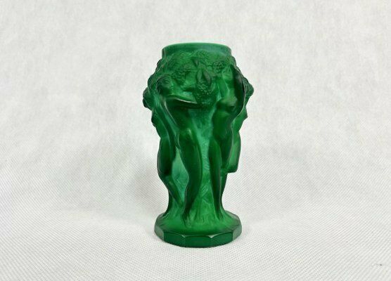 Small Grape Vase In Jade Glass Attributed To František Pazourek, 1990s