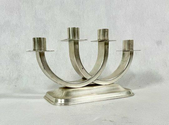 Art Deco Silver Plated Candleholder From Quist, Esslingen, 1950s photo vinterior