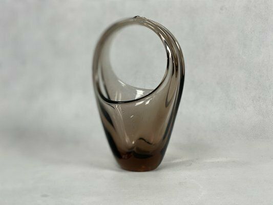 Bohemian Glass Basket Attributed To Miroslav Klinger For železný Brod, 1960s photo for sale